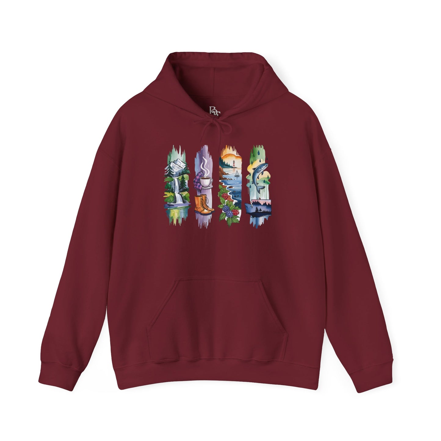 Washington Nature Hoodie – Unisex Sweatshirt for Forest & Coastline Enthusiasts