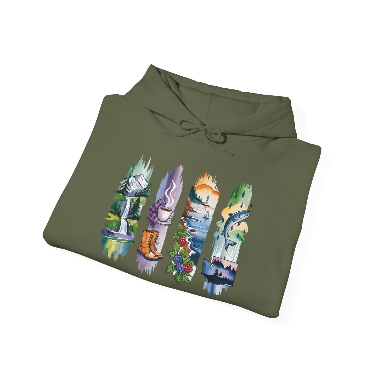 Washington Nature Hoodie – Unisex Sweatshirt for Forest & Coastline Enthusiasts