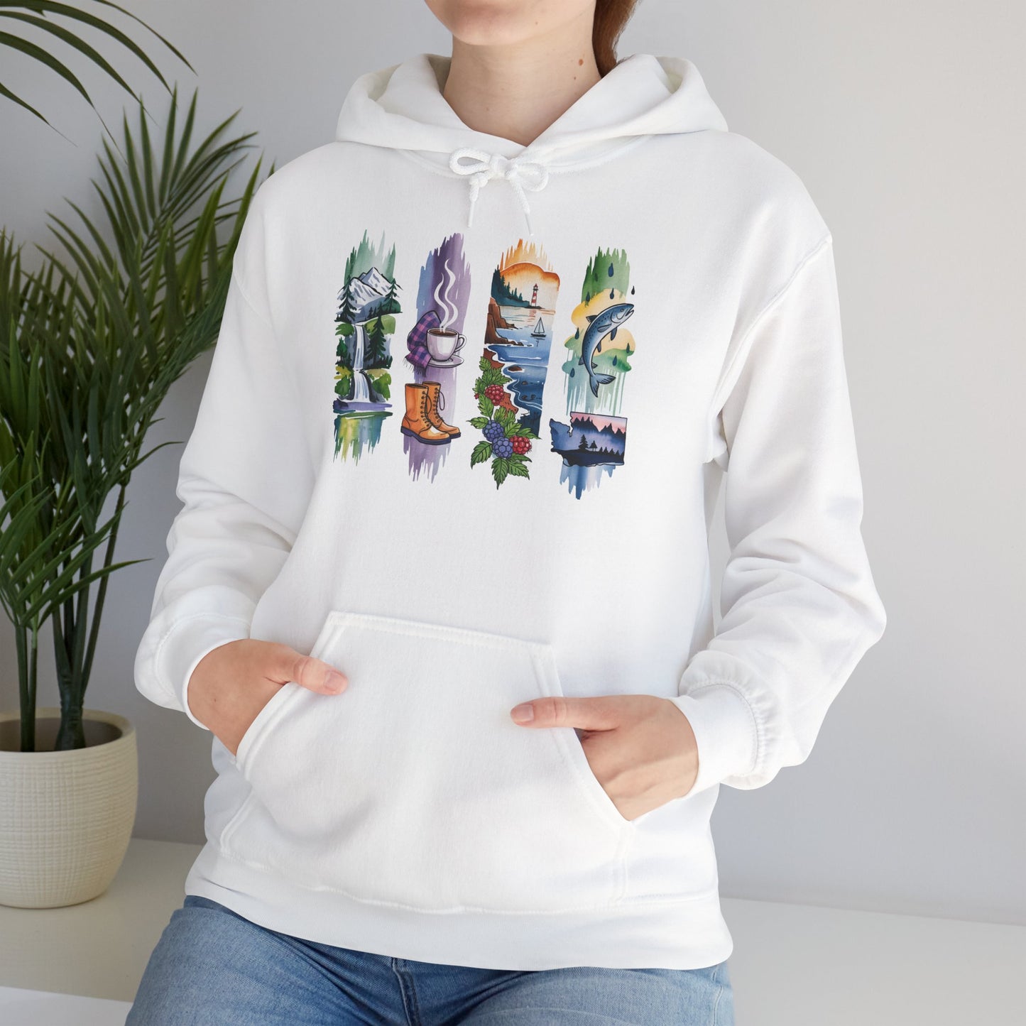 Washington Nature Hoodie – Unisex Sweatshirt for Forest & Coastline Enthusiasts