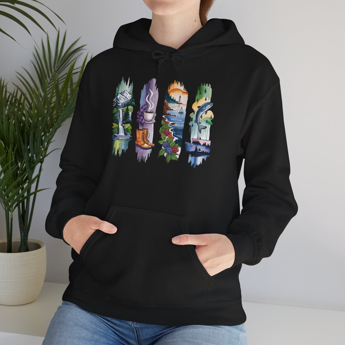 Washington Nature Hoodie – Unisex Sweatshirt for Forest & Coastline Enthusiasts