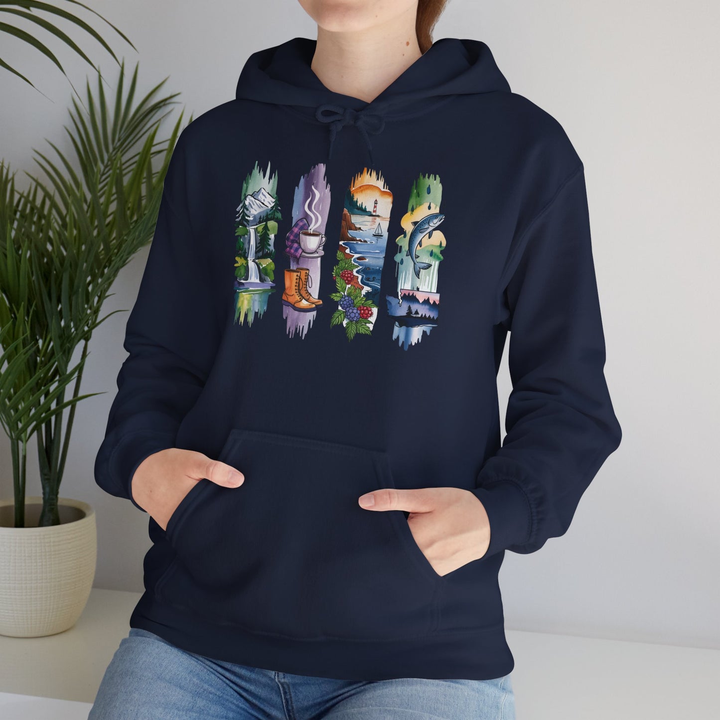 Washington Nature Hoodie – Unisex Sweatshirt for Forest & Coastline Enthusiasts