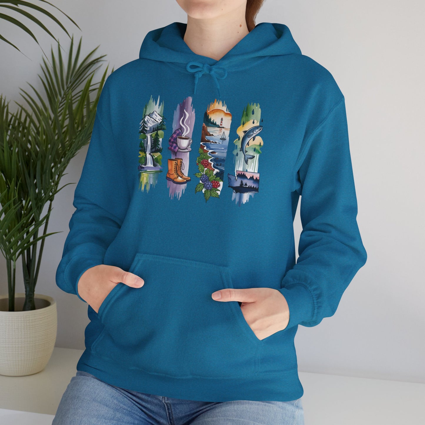 Washington Nature Hoodie – Unisex Sweatshirt for Forest & Coastline Enthusiasts