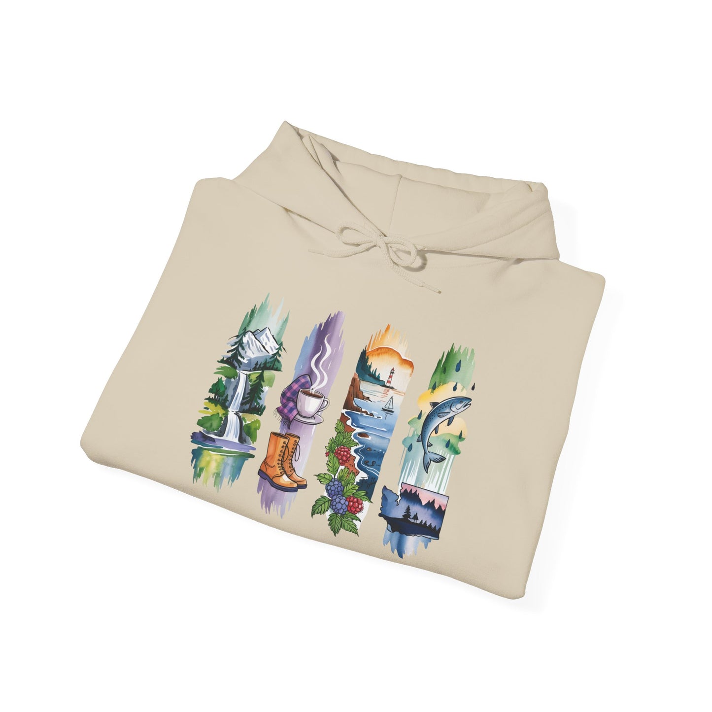 Washington Nature Hoodie – Unisex Sweatshirt for Forest & Coastline Enthusiasts
