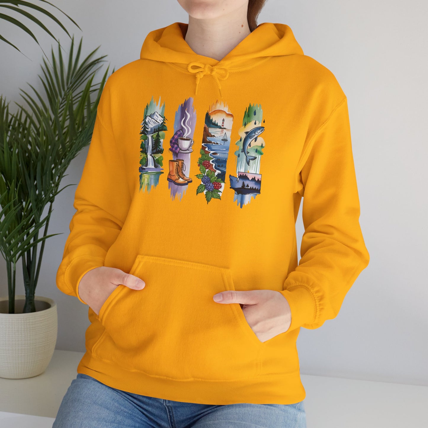 Washington Nature Hoodie – Unisex Sweatshirt for Forest & Coastline Enthusiasts