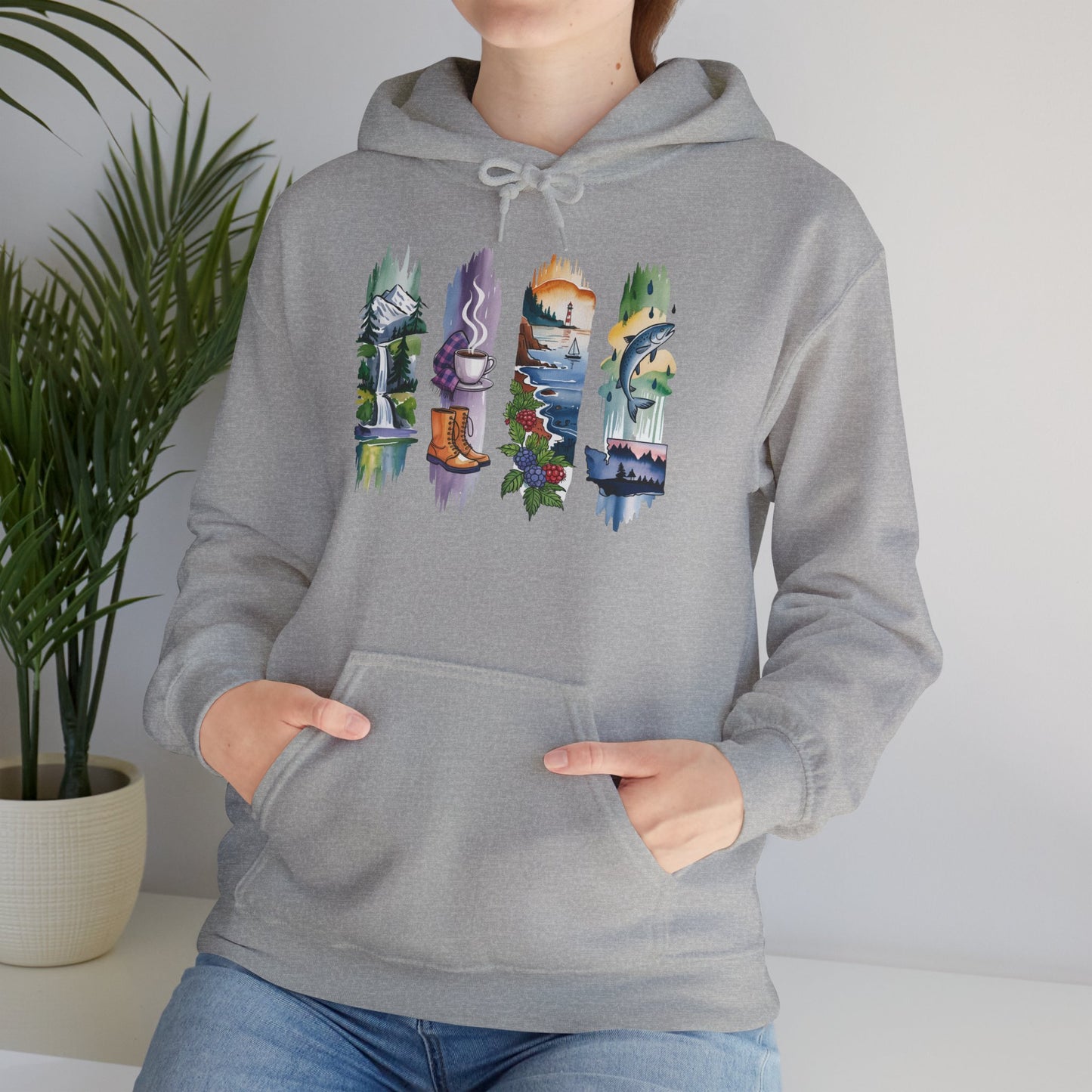 Washington Nature Hoodie – Unisex Sweatshirt for Forest & Coastline Enthusiasts