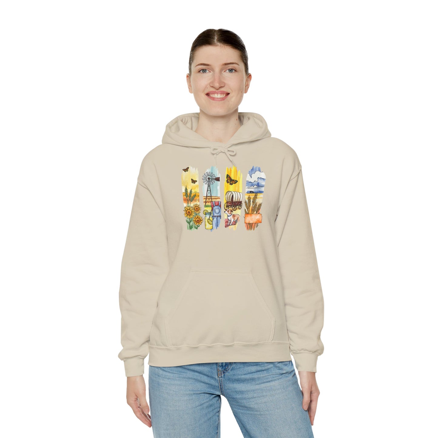 Kansas Nature Hoodie – Unisex Sweatshirt for Prairie & Sky Lovers