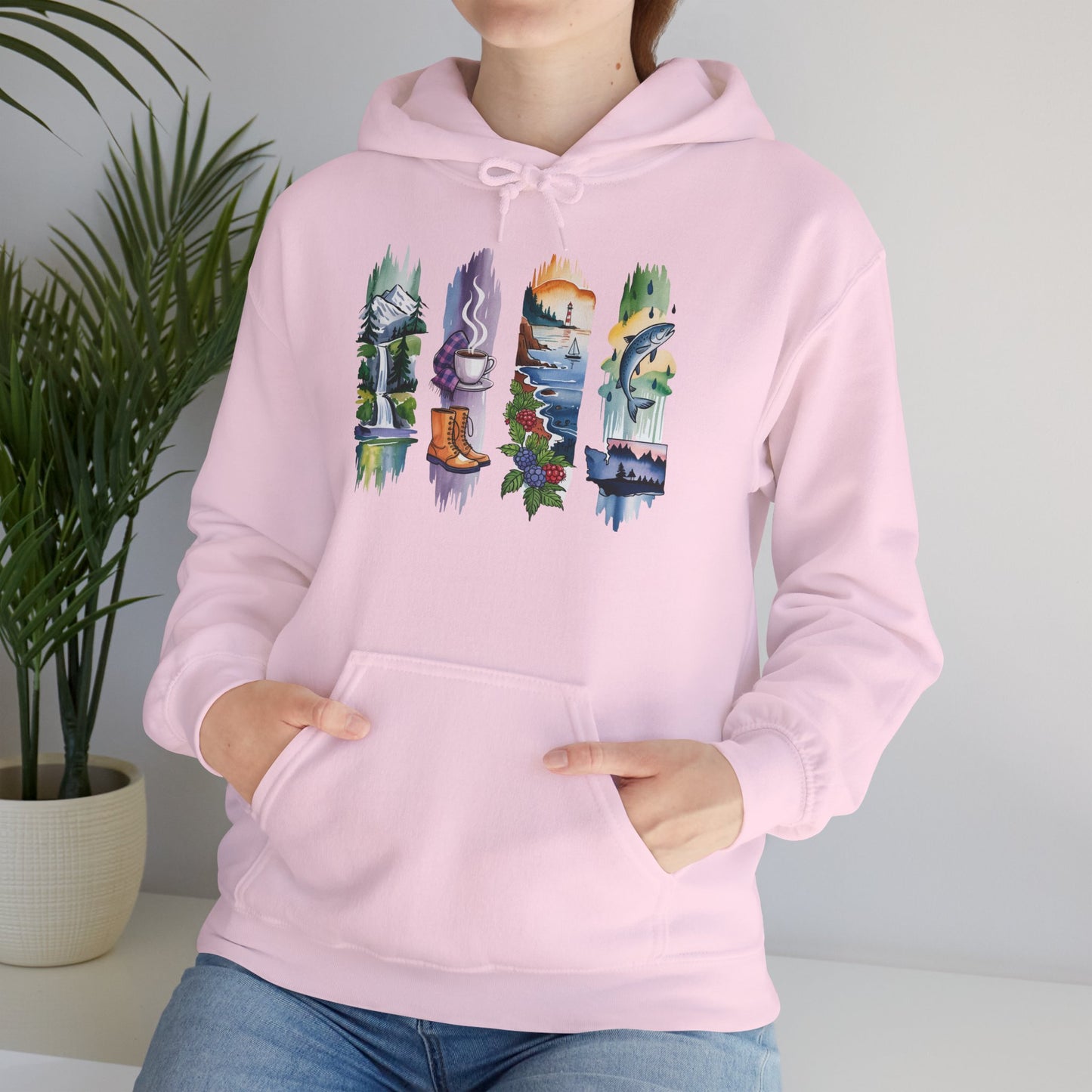 Washington Nature Hoodie – Unisex Sweatshirt for Forest & Coastline Enthusiasts