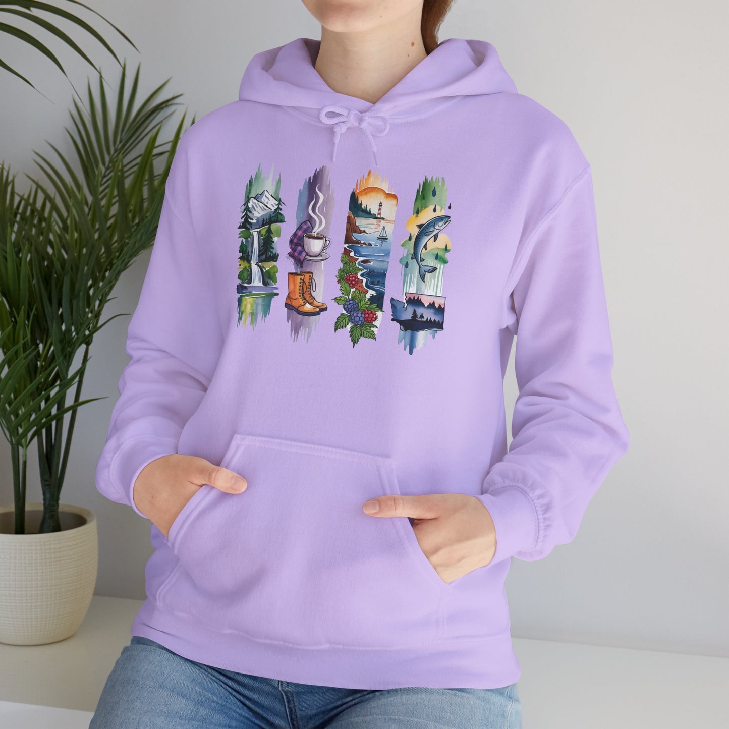 Washington Nature Hoodie – Unisex Sweatshirt for Forest & Coastline Enthusiasts