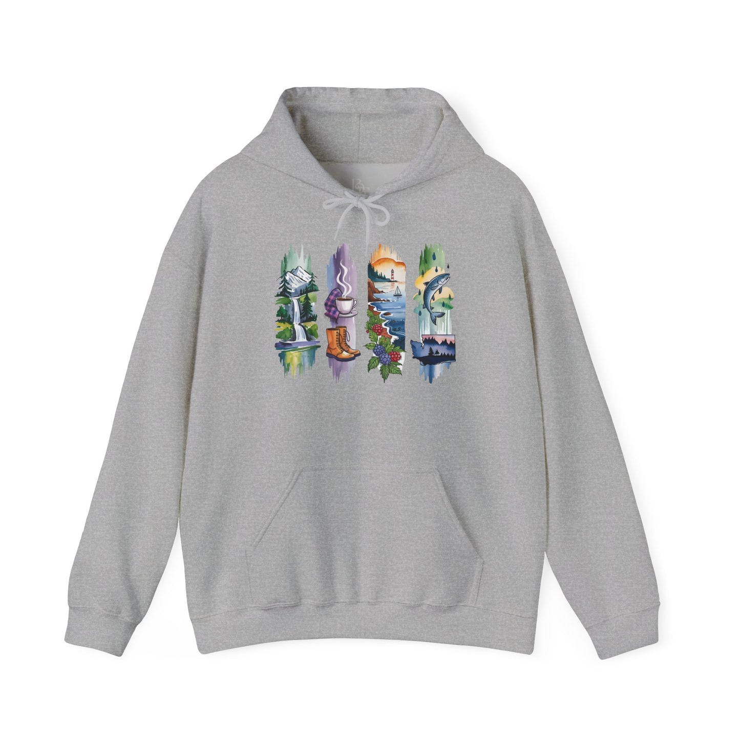 Washington Nature Hoodie – Unisex Sweatshirt for Forest & Coastline Enthusiasts