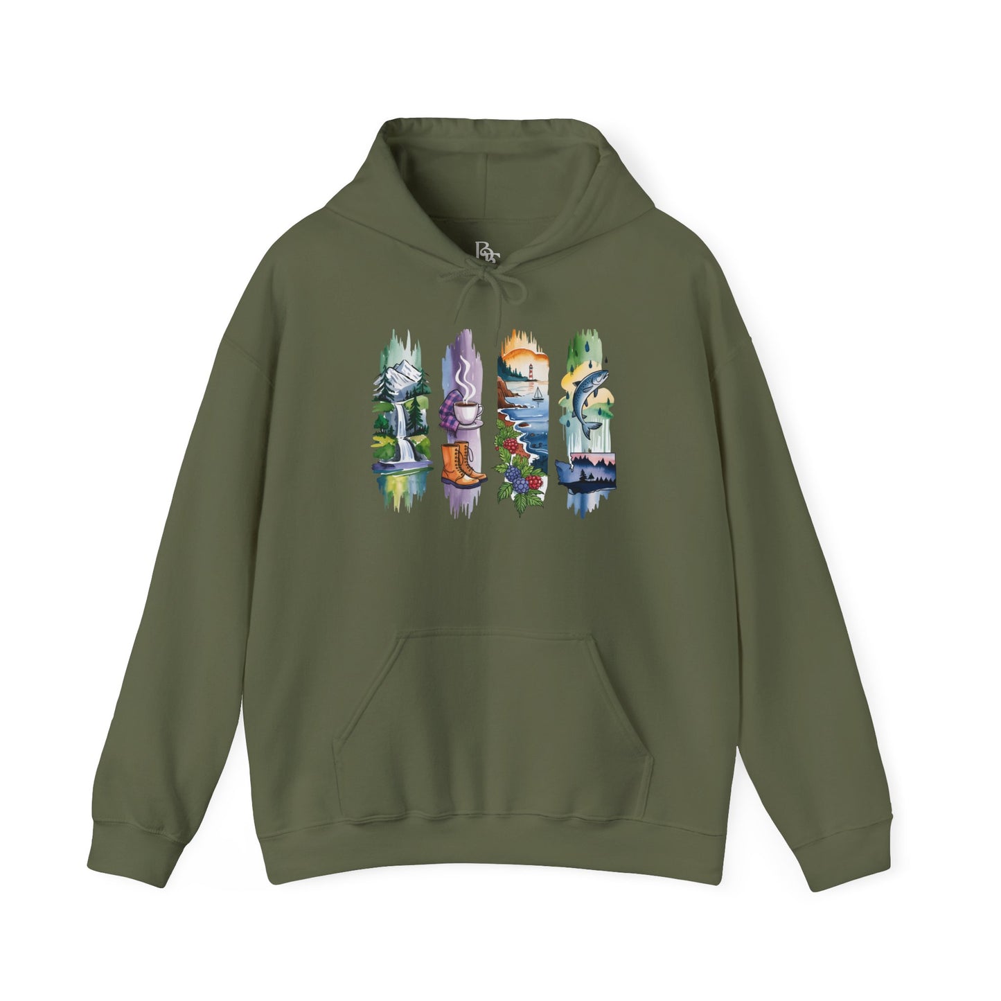 Washington Nature Hoodie – Unisex Sweatshirt for Forest & Coastline Enthusiasts