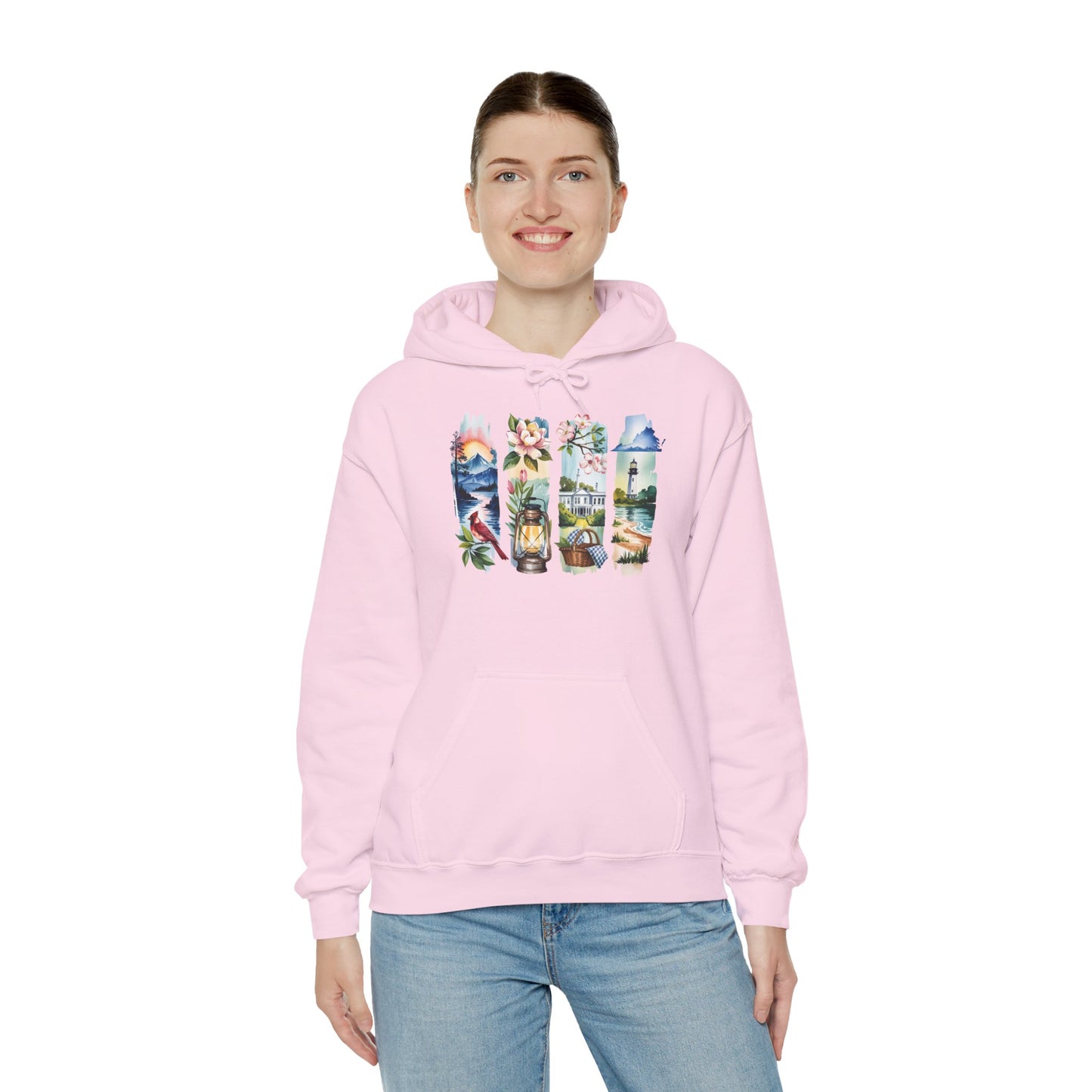 Virginia Nature Hoodie – Unisex Mountains & Lakes Sweatshirt for Outdoor Enthusiasts