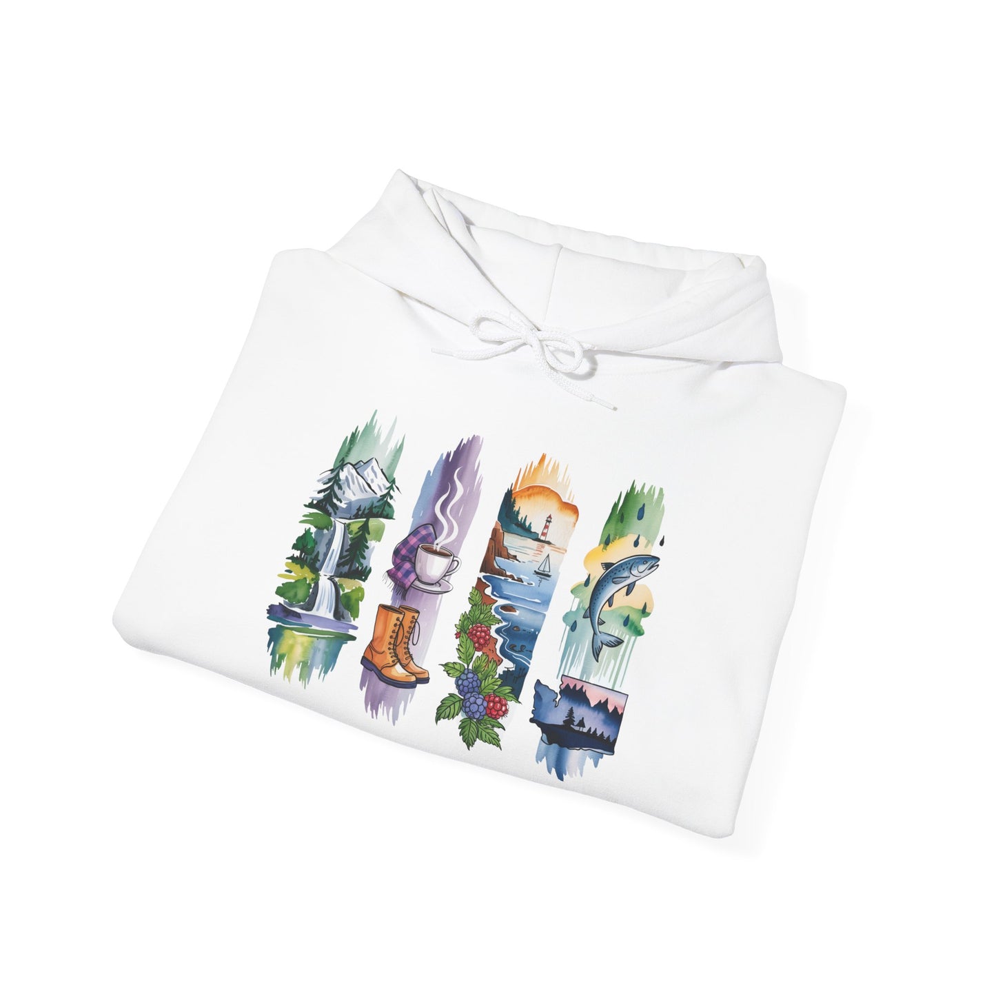 Washington Nature Hoodie – Unisex Sweatshirt for Forest & Coastline Enthusiasts