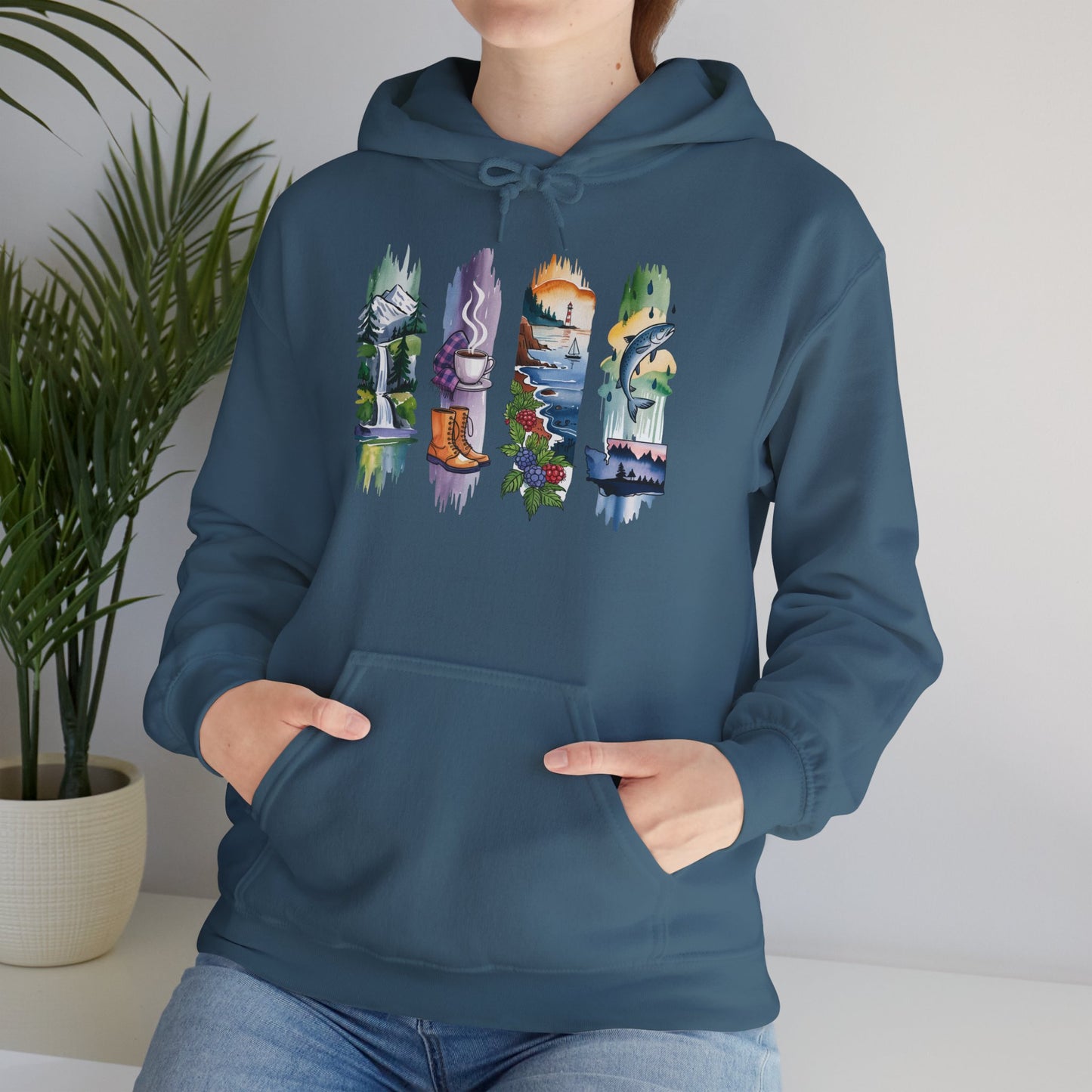Washington Nature Hoodie – Unisex Sweatshirt for Forest & Coastline Enthusiasts